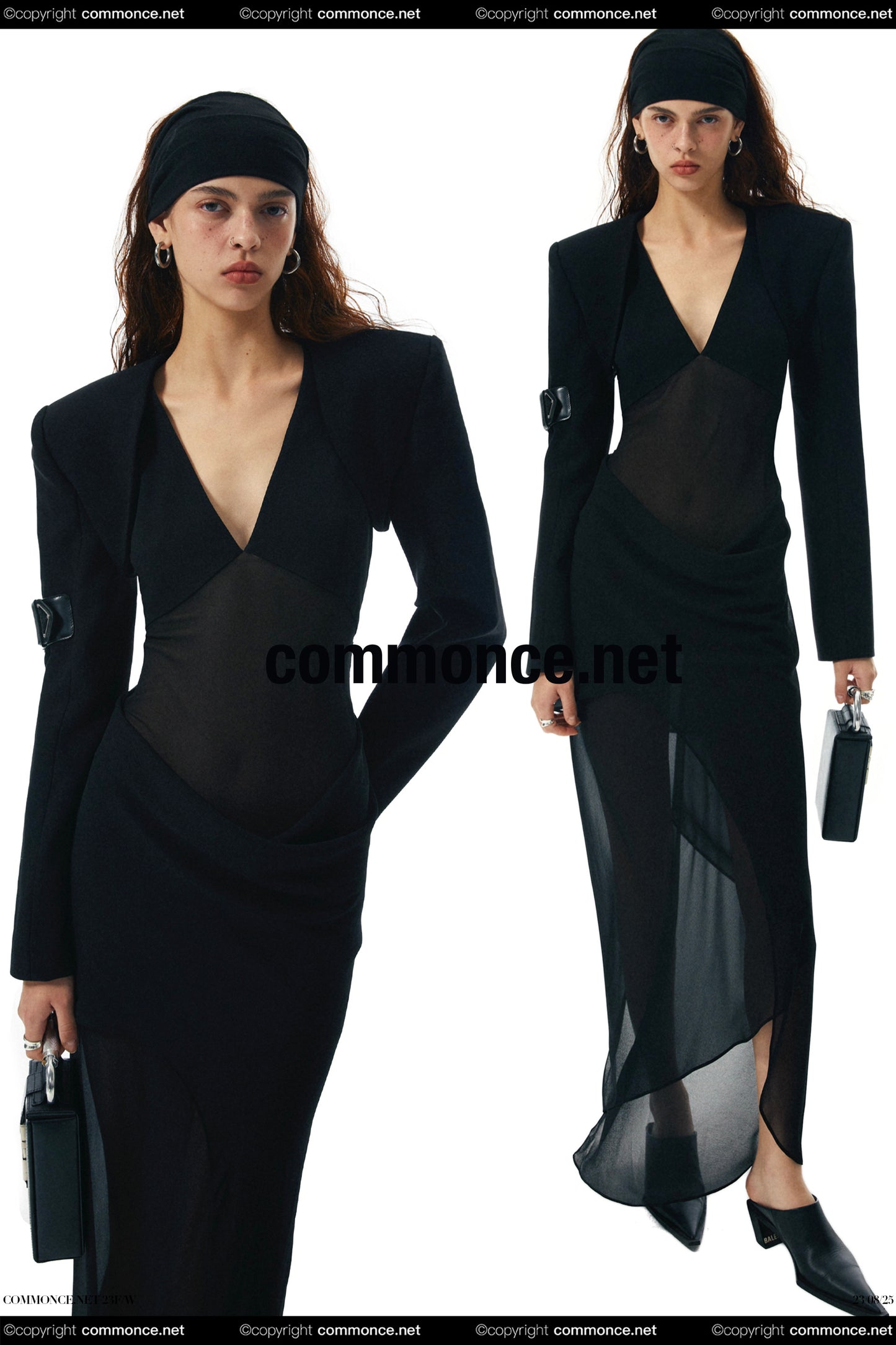 commonce.net BLACK SHEER GRADIENT DRESS