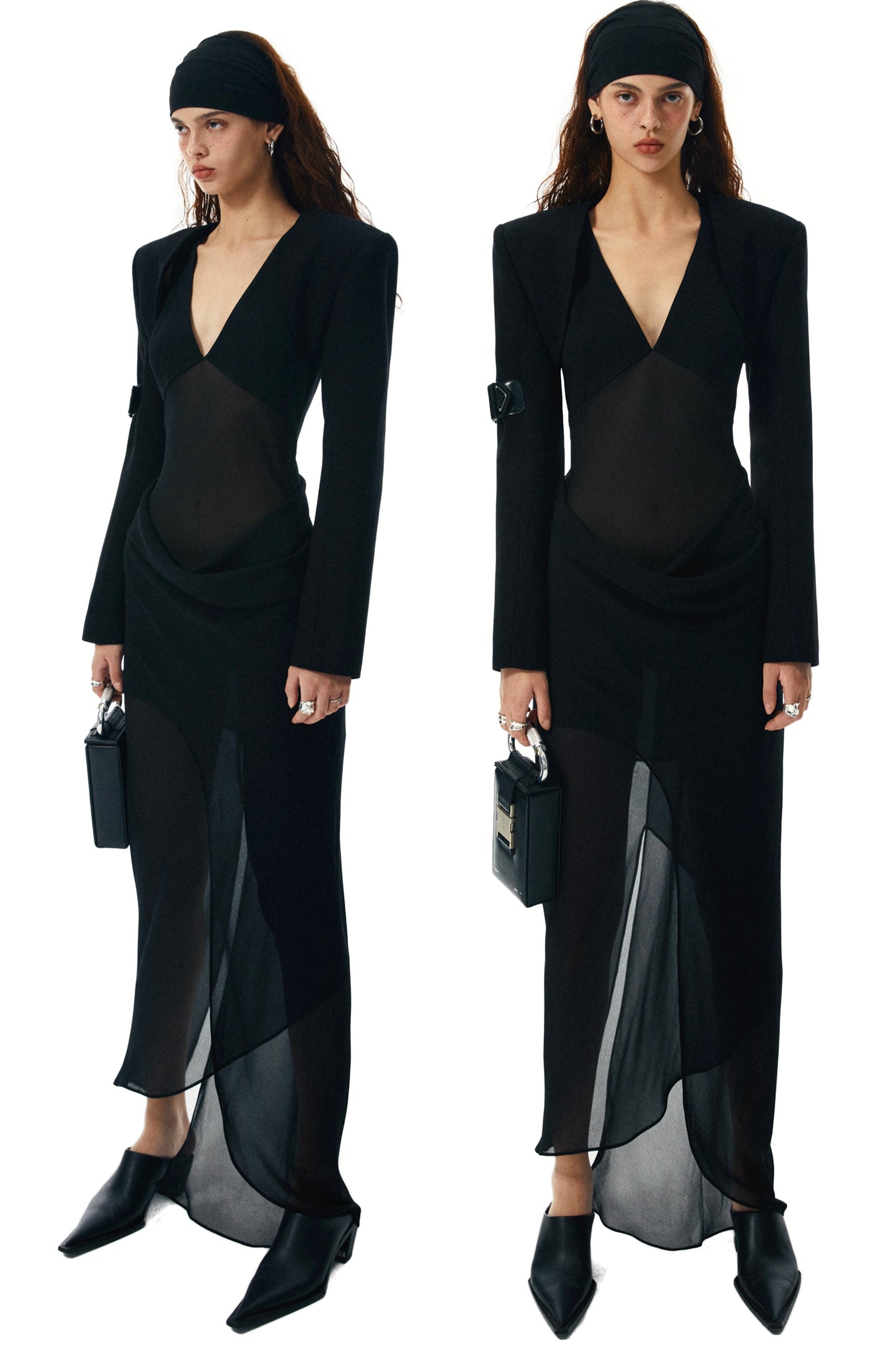 commonce.net BLACK SHEER GRADIENT DRESS
