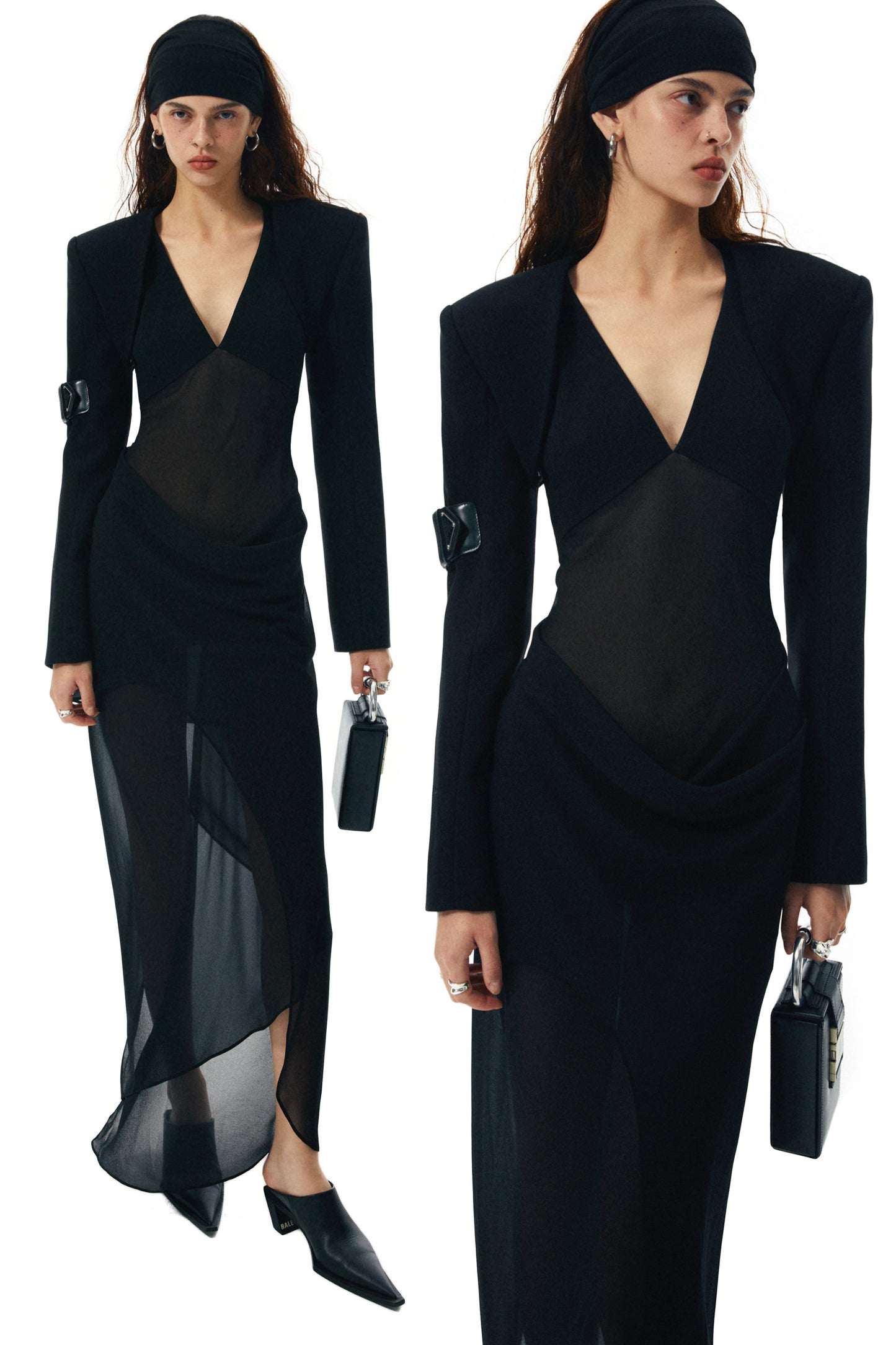 commonce.net BLACK SHEER GRADIENT DRESS