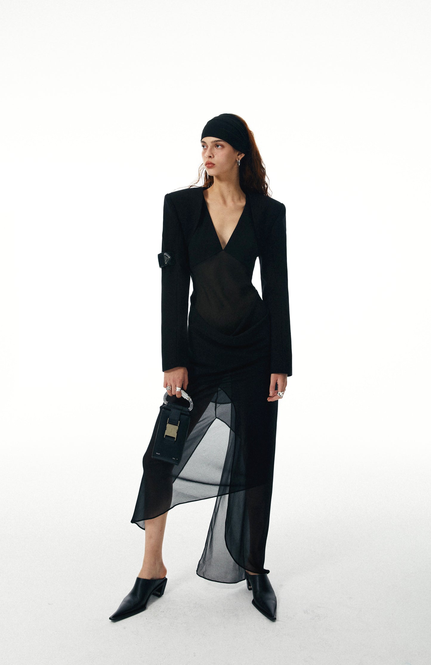 commonce.net BLACK SHEER GRADIENT DRESS